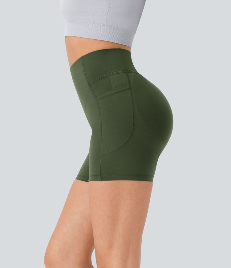 Halara UltraSculpt™ SoCinched High Waisted Scrunch Butt Lifting Tummy Control Side Pocket Shaping Workout Biker Shorts 5''