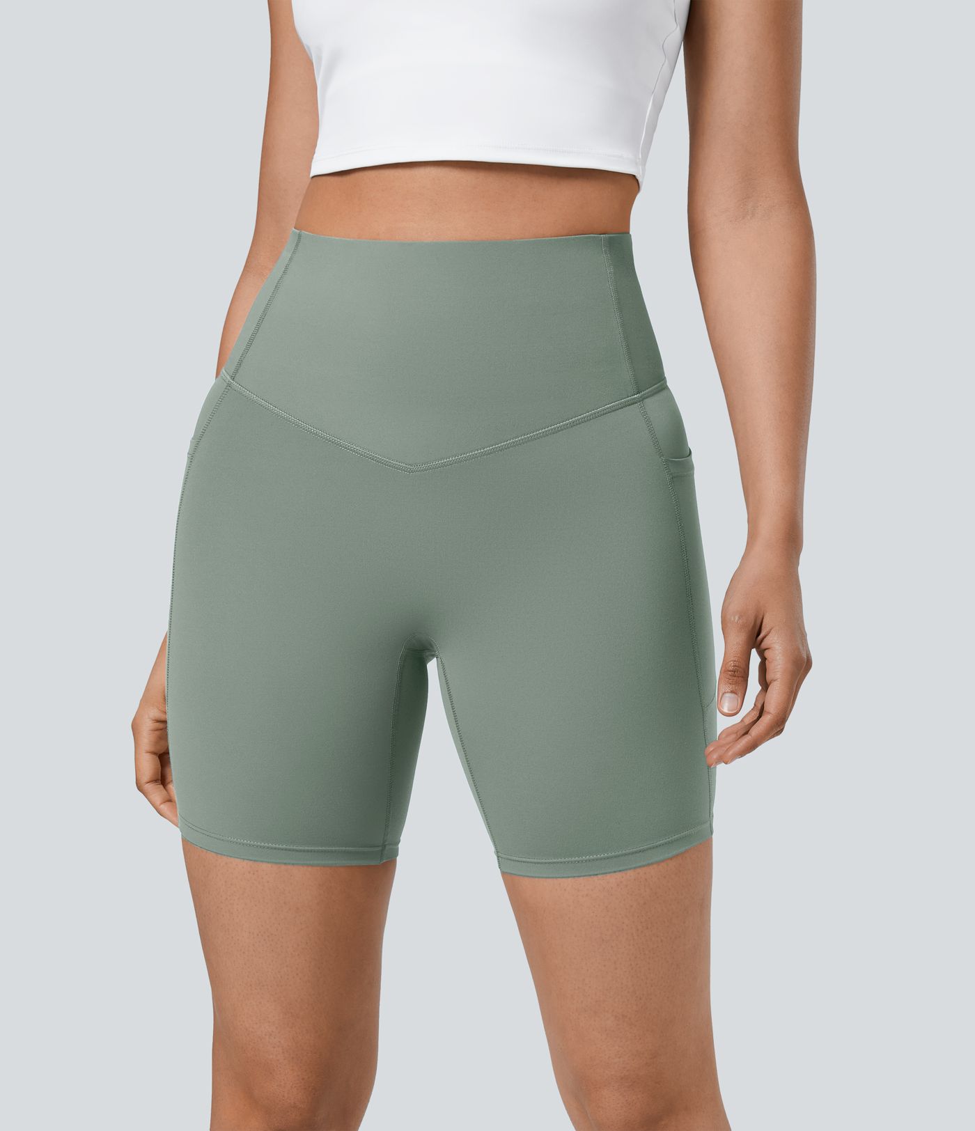 Halara UltraSculpt™ High Waisted Tummy Control Pocket Shaping Training Biker Shorts 7''