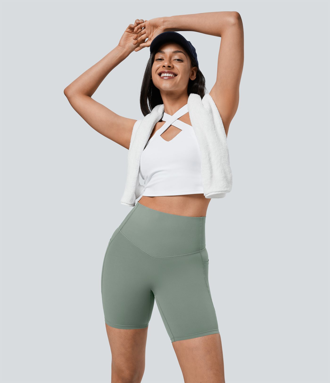 Halara UltraSculpt™ High Waisted Tummy Control Pocket Shaping Training Biker Shorts 7''