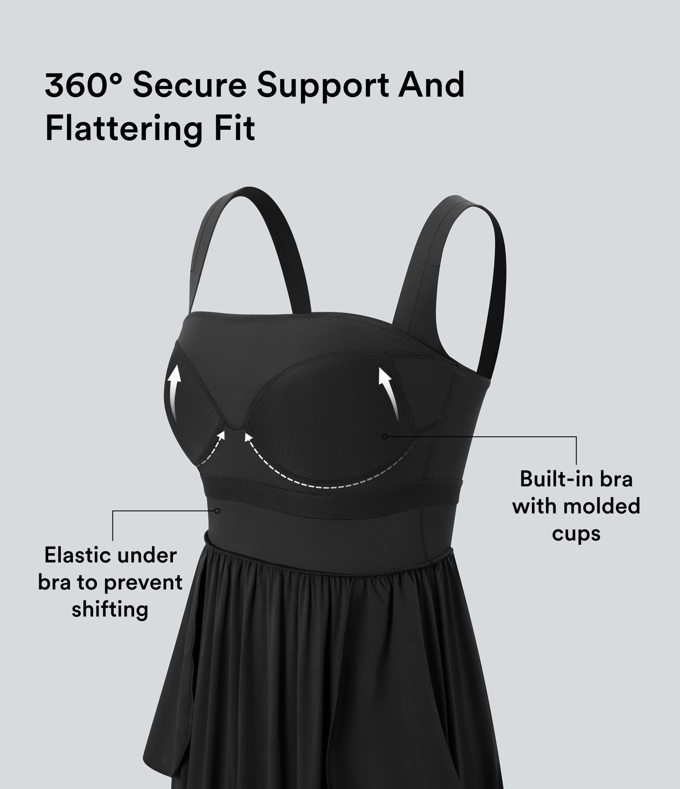 Breezeful™ - Fließendes Freizeit-Maxikleid mit quadratischen Ausschnitt, Seitentaschen und geformten Cups - Push Up