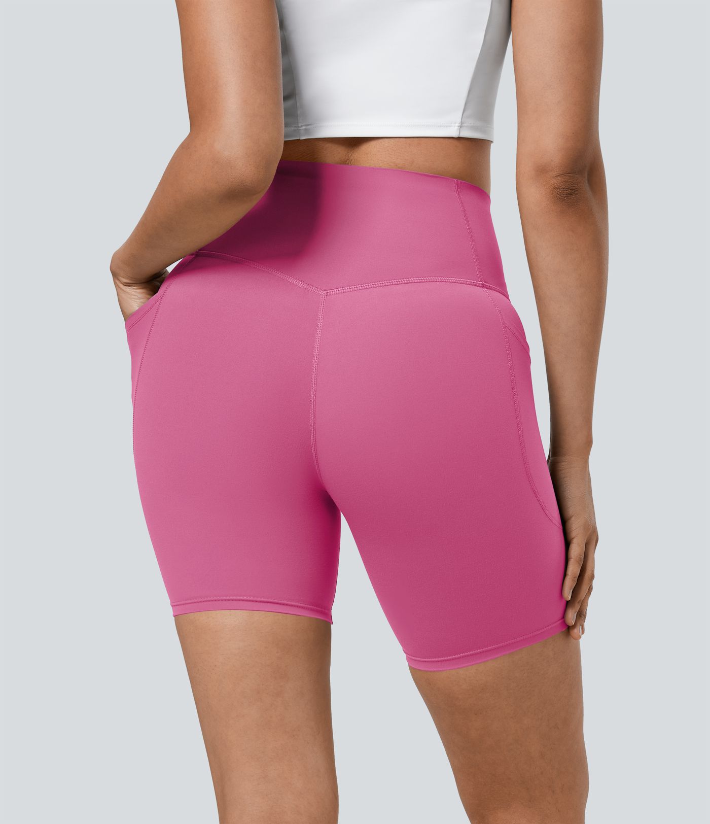 Halara UltraSculpt™ SoCinched Short de Cycliste Taille Haute avec Contrôle du Ventre et Poches, 7 pouces