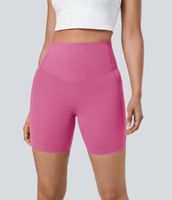Halara UltraSculpt™ SoCinched Short de Cycliste Taille Haute avec Contrôle du Ventre et Poches, 7 pouces