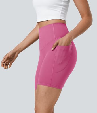 Halara UltraSculpt™ SoCinched Short de Cycliste Taille Haute avec Contrôle du Ventre et Poches, 7 pouces