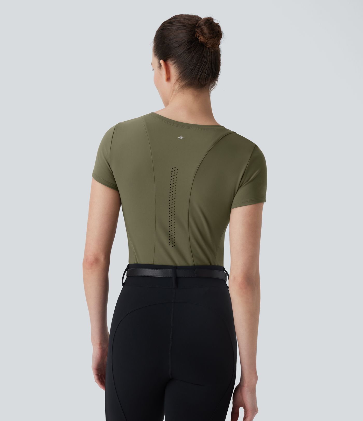 SoftlyZero™ Plush Round Neck Short Sleeve Cut Out Sports Top