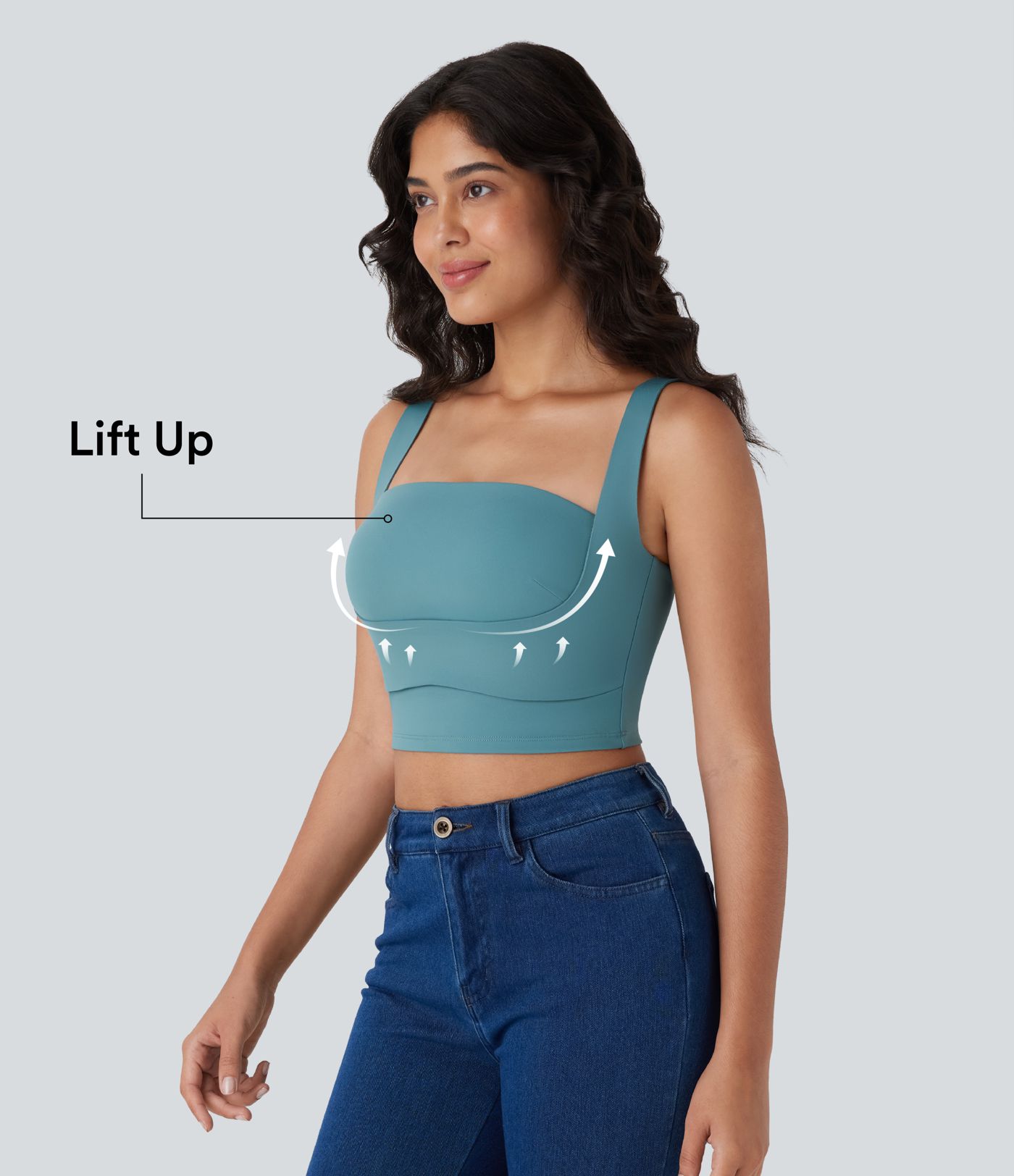 SoftlyZero™ Airy Square Neck Lift Up Cool Touch Cropped Casual Tank Top-UPF50+