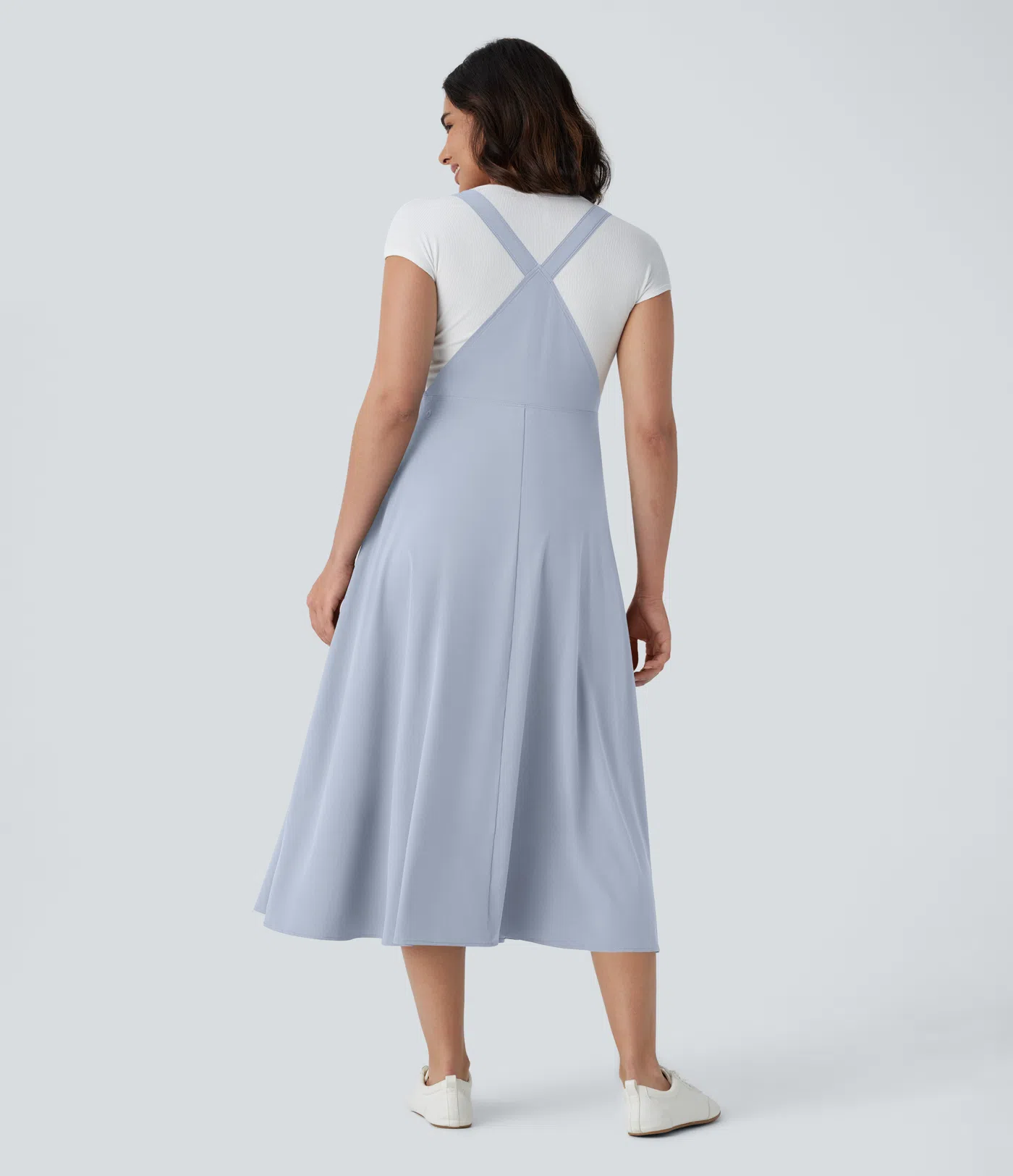 Breezeful™ Adjustable Strap Button Multiple Pockets Flowy Quick Dry Midi Casual Dress