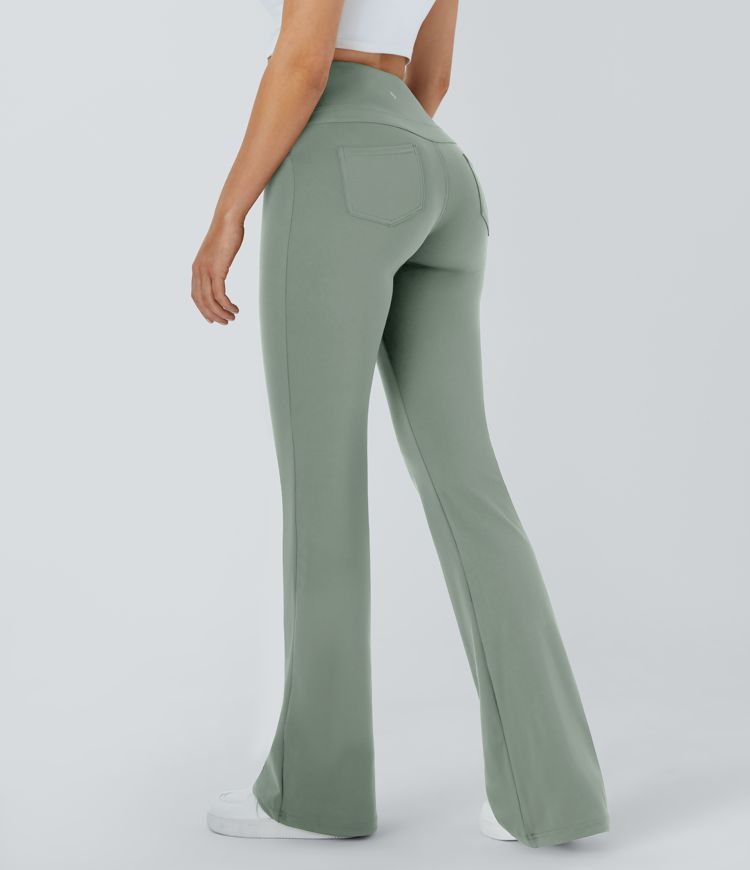 Leggings Yoga Évasés Taille Haute Poches Arrière