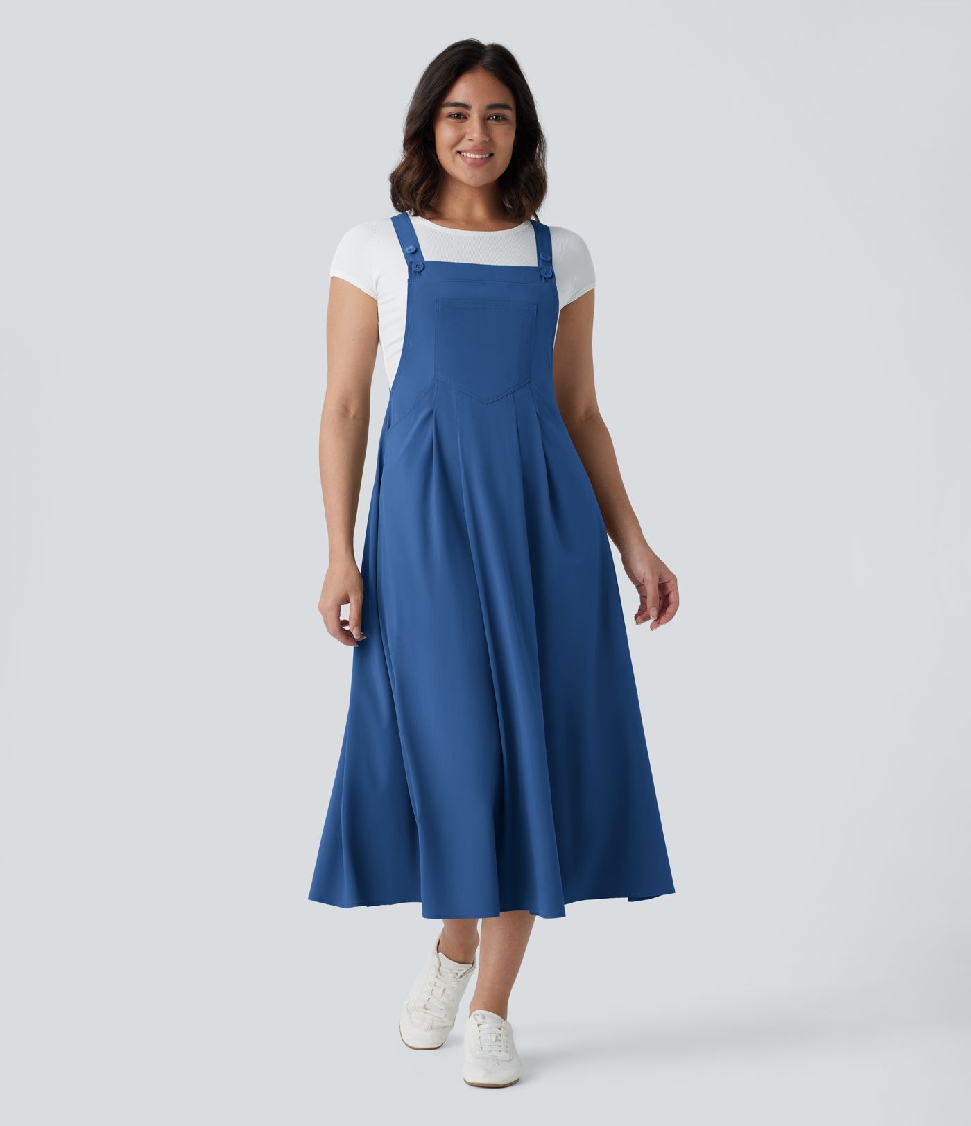 Breezeful™ Fließendes Midi-Freizeitkleid mit mehreren Taschen, verstellbaren Riemen und Knöpfen - schnelltrocknend Breezeful™ Fließendes Midi-Freizeitkleid mit mehreren Taschen, verstellbaren Riemen und Knöpfen - schnelltrocknend