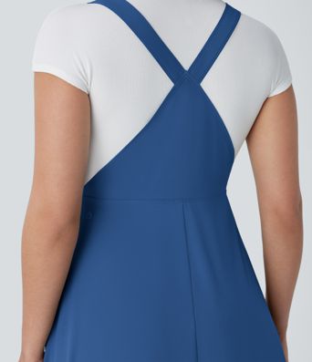 Breezeful™ Fließendes Midi-Freizeitkleid mit mehreren Taschen, verstellbaren Riemen und Knöpfen - schnelltrocknend Breezeful™ Fließendes Midi-Freizeitkleid mit mehreren Taschen, verstellbaren Riemen und Knöpfen - schnelltrocknend
