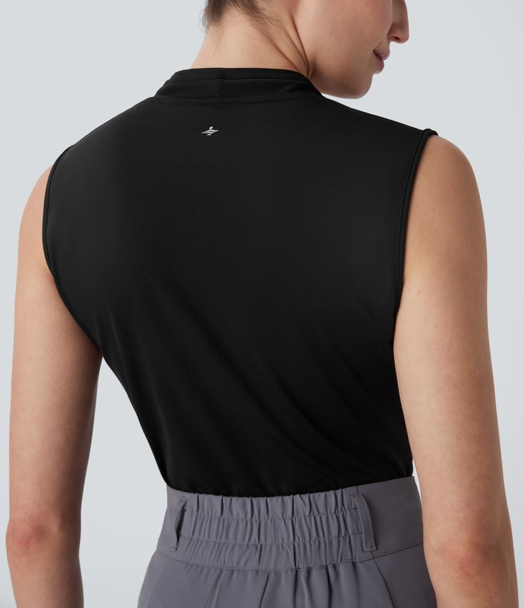 SoftlyZero™ Airy V Neck Zipper Sleeveless Cool Touch Work Blouse-UPF50+