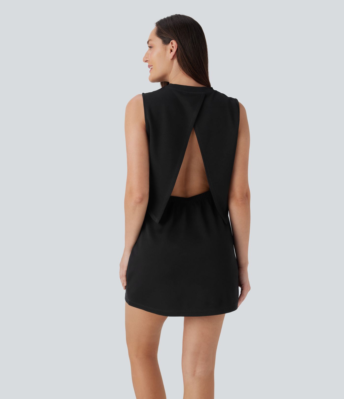 Sleeveless Drawstring 2 Piece Mini Golf Active Dress