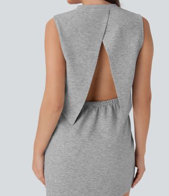 Sleeveless Drawstring 2 Piece Mini Golf Active Dress