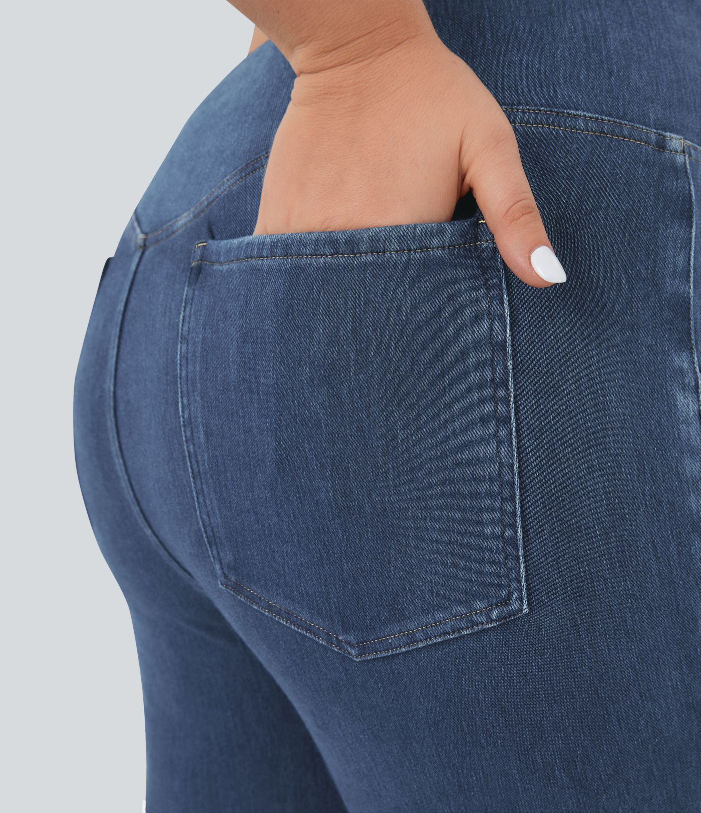 Jean décontracté Halara Flex™ taille haute avec poches, coupe croisée, toucher frais et respirant, grande taille