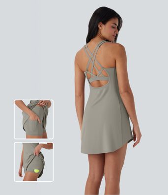 SoftlyZero™ QuickDry 2-Piece Mini Tennis Active Dress with Pockets