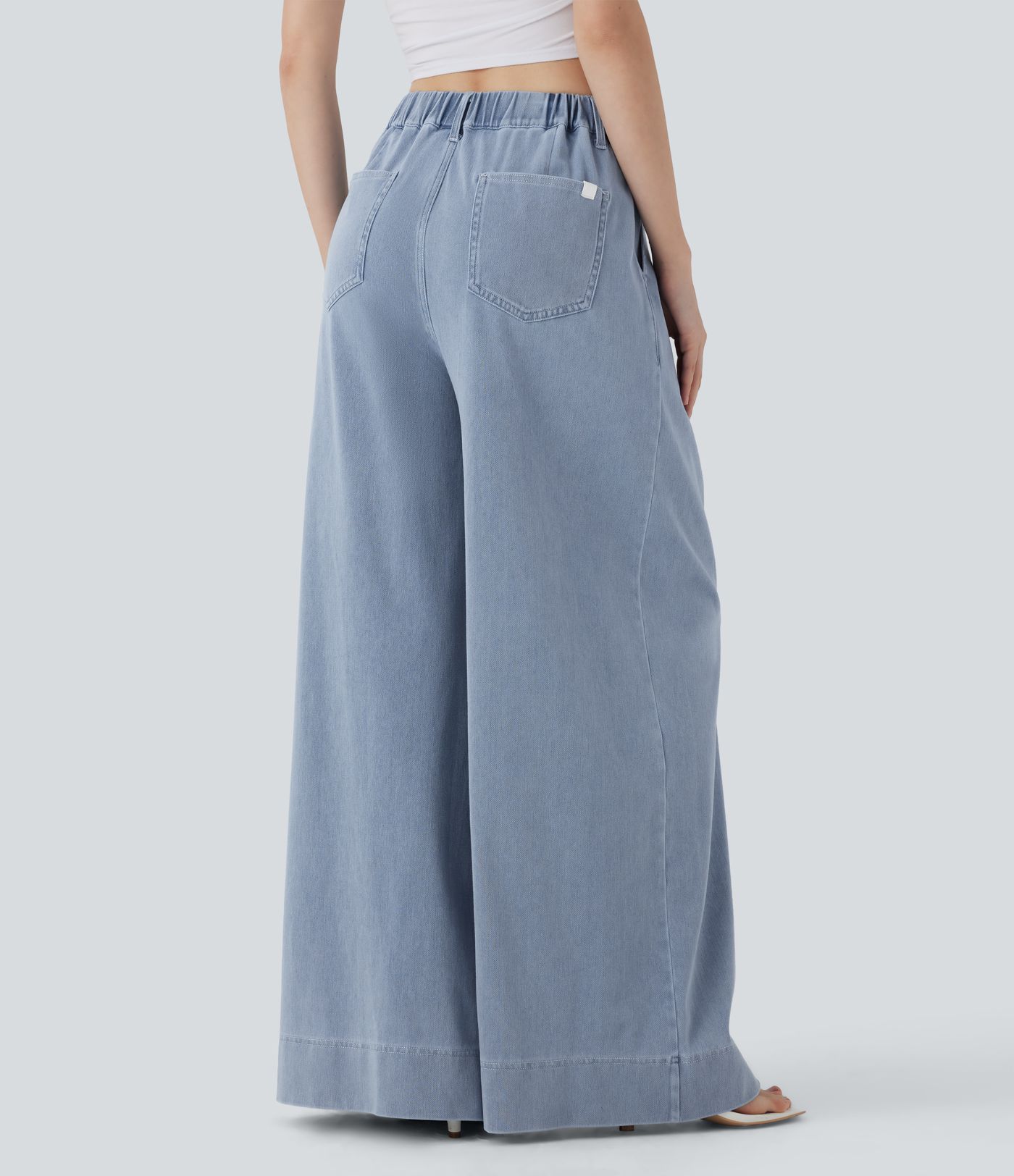 Halara Flex™ Jean Casual à Jambe Large Taille Haute, Toucher Frais, Séchage Rapide avec Poches