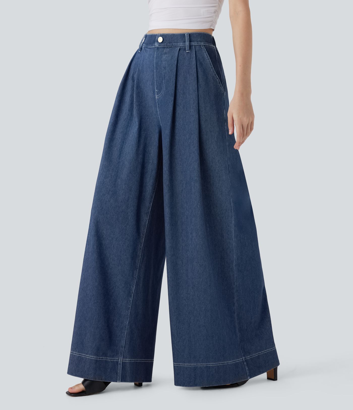 Halara Flex™ High Waisted Wide leg Cool Touch Quick Dry Denim Casual Jeans with Pockets