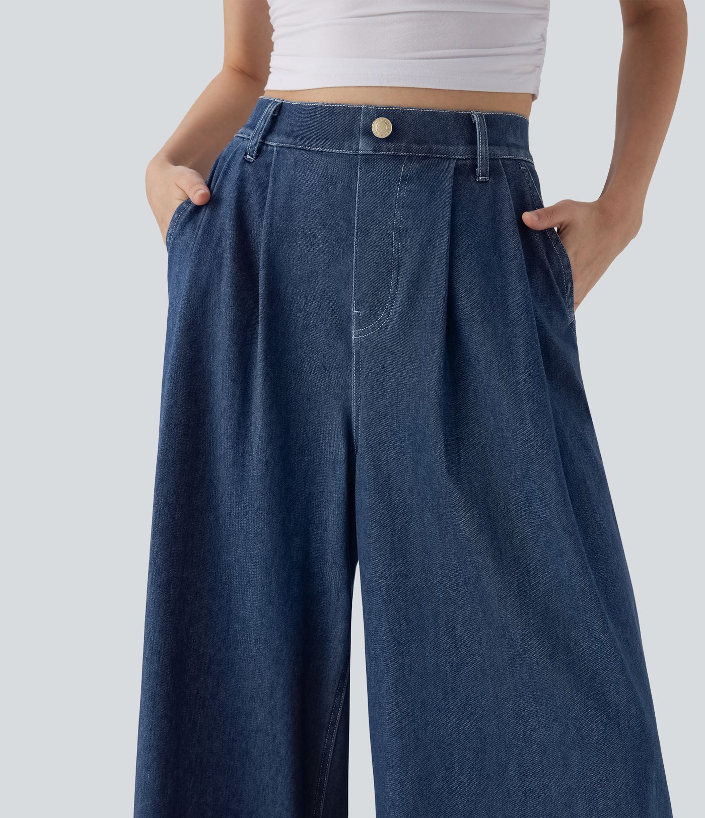 Halara Flex™ High Waisted Wide leg Cool Touch Quick Dry Denim Casual Jeans with Pockets