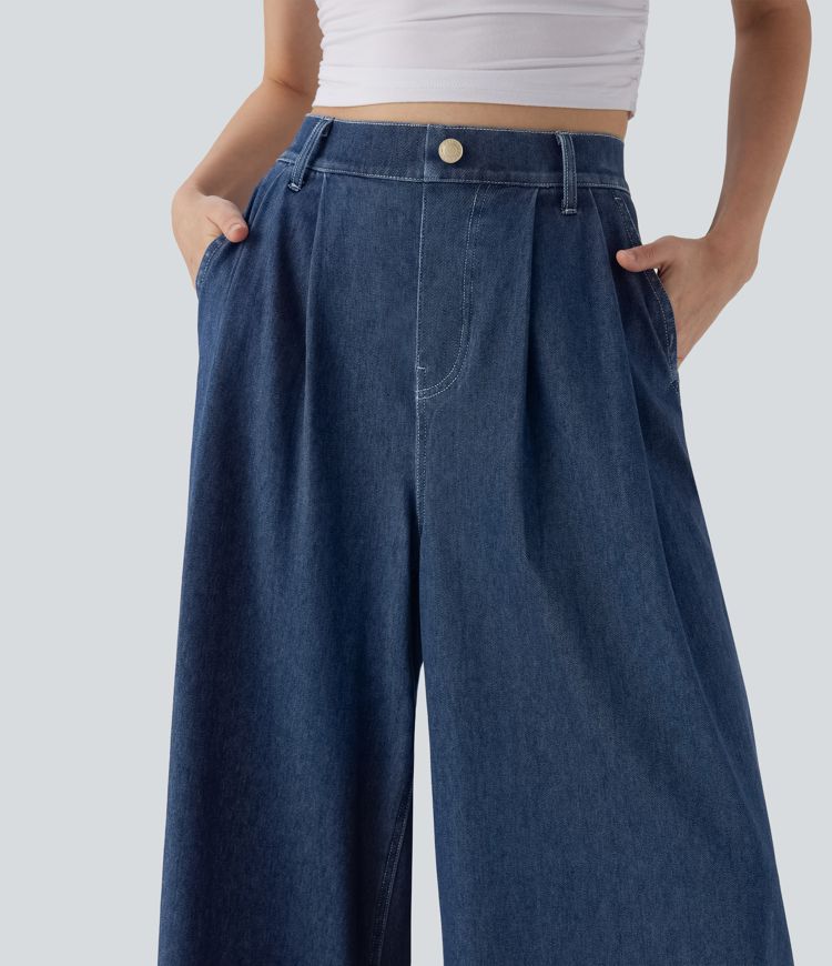 Halara Flex™ High Waisted Wide leg Cool Touch Quick Dry Denim Casual Jeans with Pockets