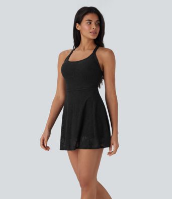 Lace 2-in-1 Mini Dance Active Dress with Pockets-Easy Peezy