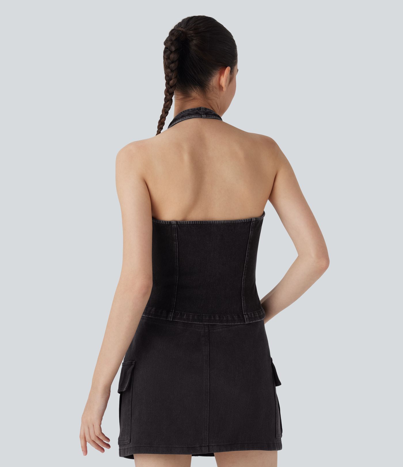 Débardeur en Denim Délavé avec Fermeture à Glissière Halara Flex™ décontracté