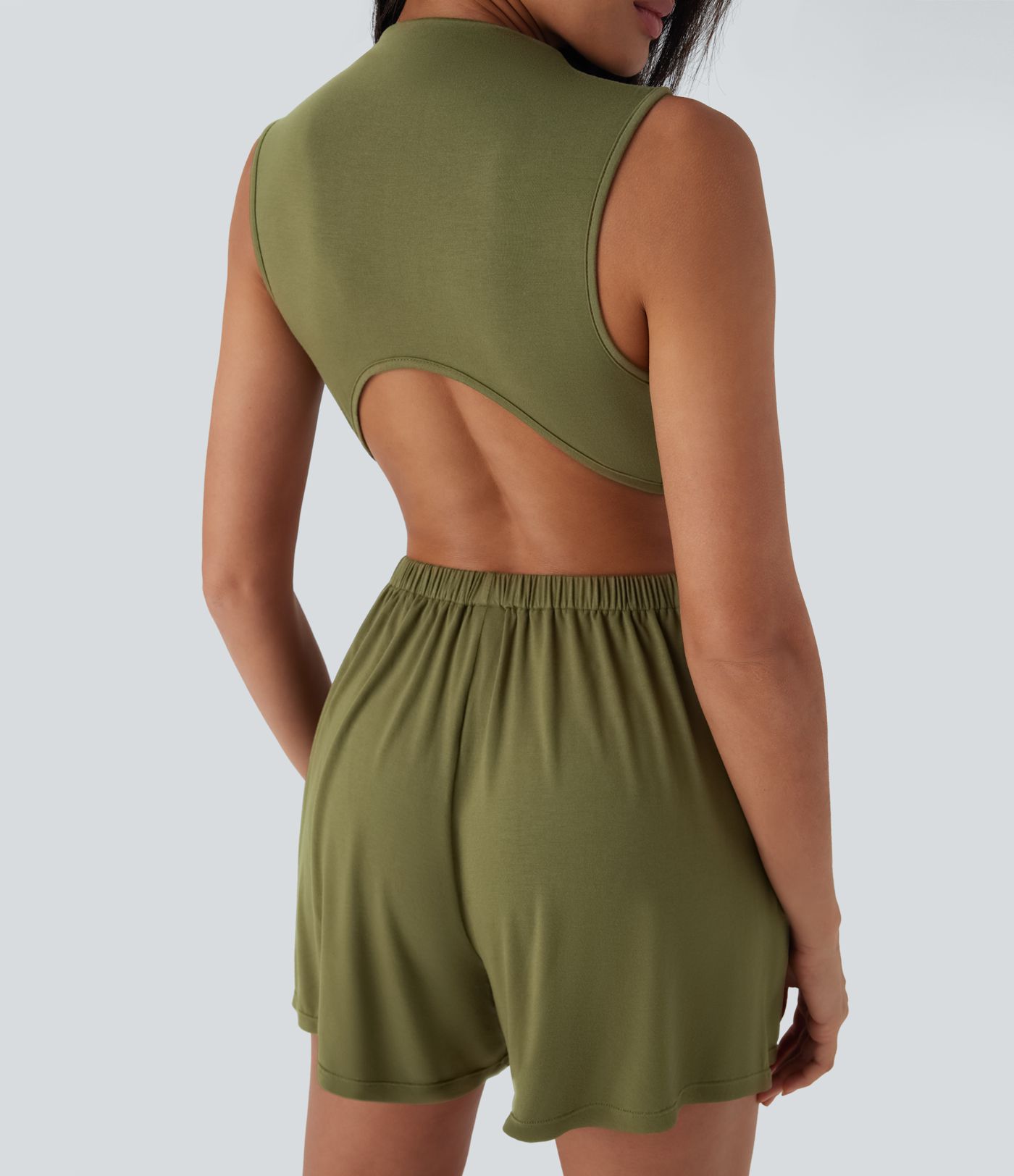 Mock-Neck Sleeveless Casual Jumpsuit with Pockets-Easy Peezy