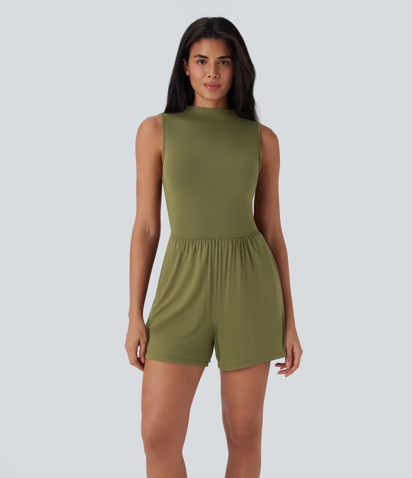 Mock-Neck Sleeveless Casual Jumpsuit with Pockets-Easy Peezy