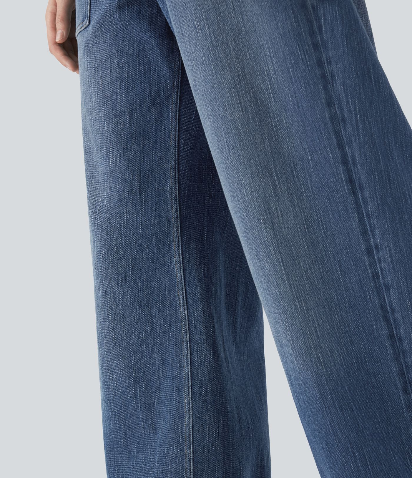Halara Flex™ Low Rise Rolled Hem Washed Casual Baggy Jeans with Pockets