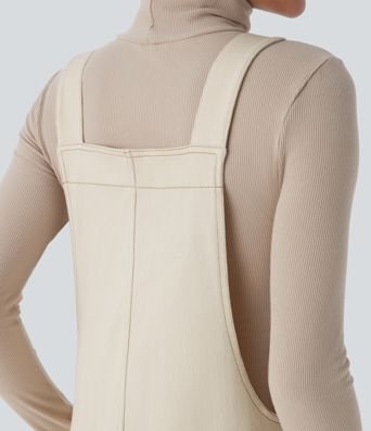 Halara Flex™ V Neck Pocket Washed Denim Casual Overalls