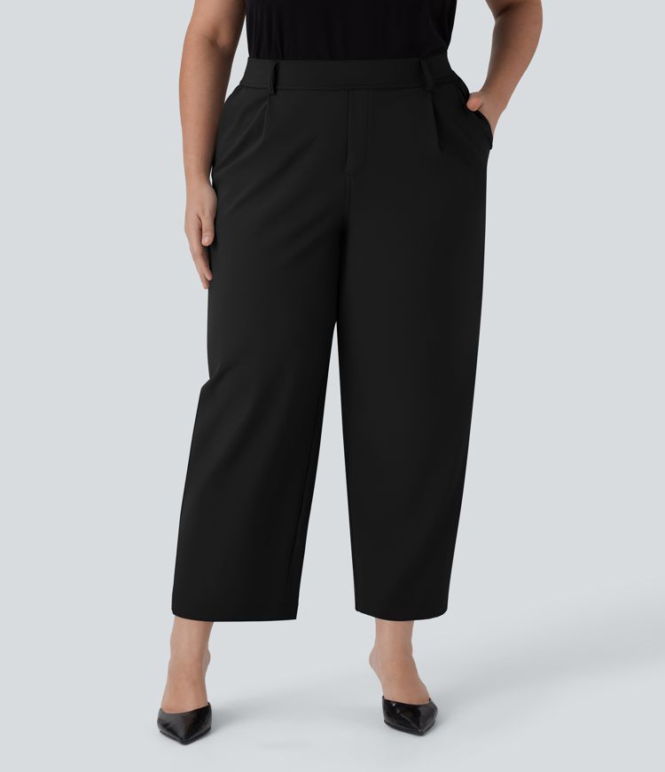 Halara Flex™ DayStretch High Waisted Ankle Length Tapered Work Plus Size Trousers with Pockets