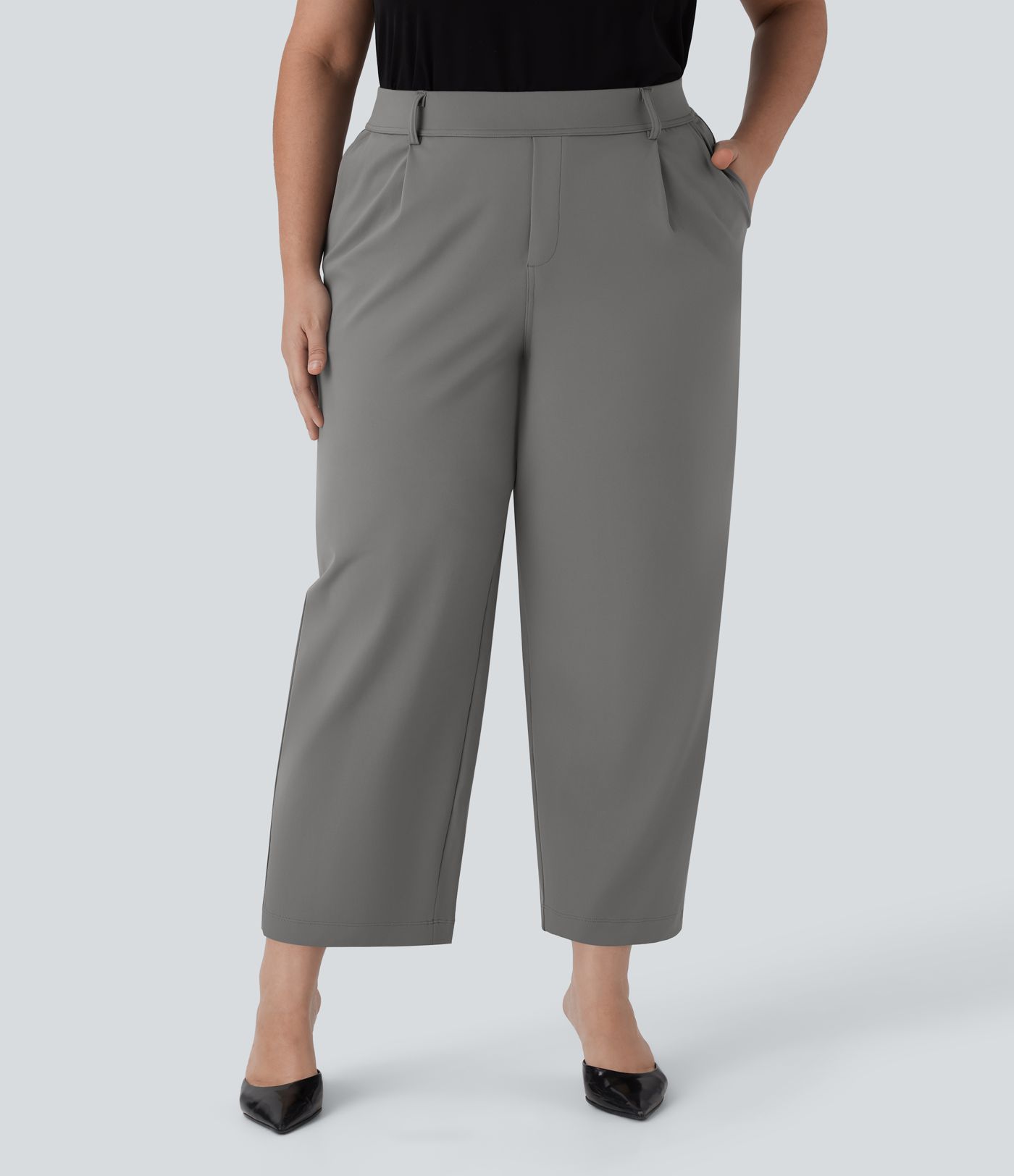 Halara Flex™ DayStretch High Waisted Ankle Length Tapered Work Plus Size Pants with Pockets