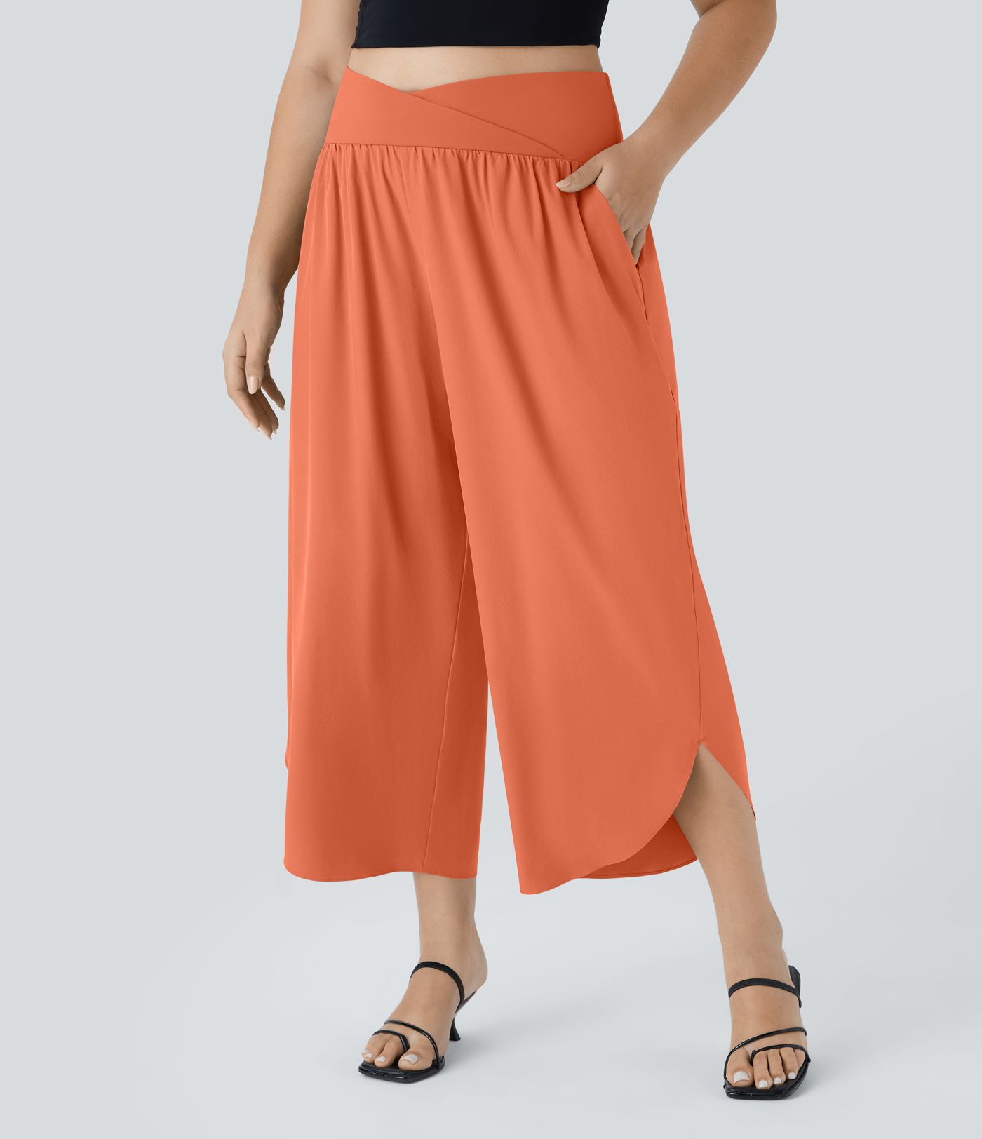Breezeful™ High Waisted Crossover Pocket Quick Dry Plus Size Pants