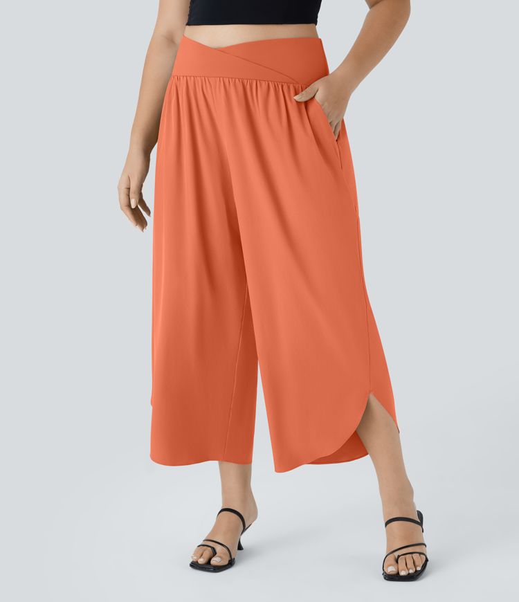 Breezeful™ High Waisted Crossover Pocket Quick Dry Plus Size Pants