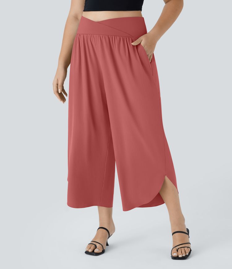Breezeful™ High Waisted Crossover Pocket Quick Dry Plus Size Pants
