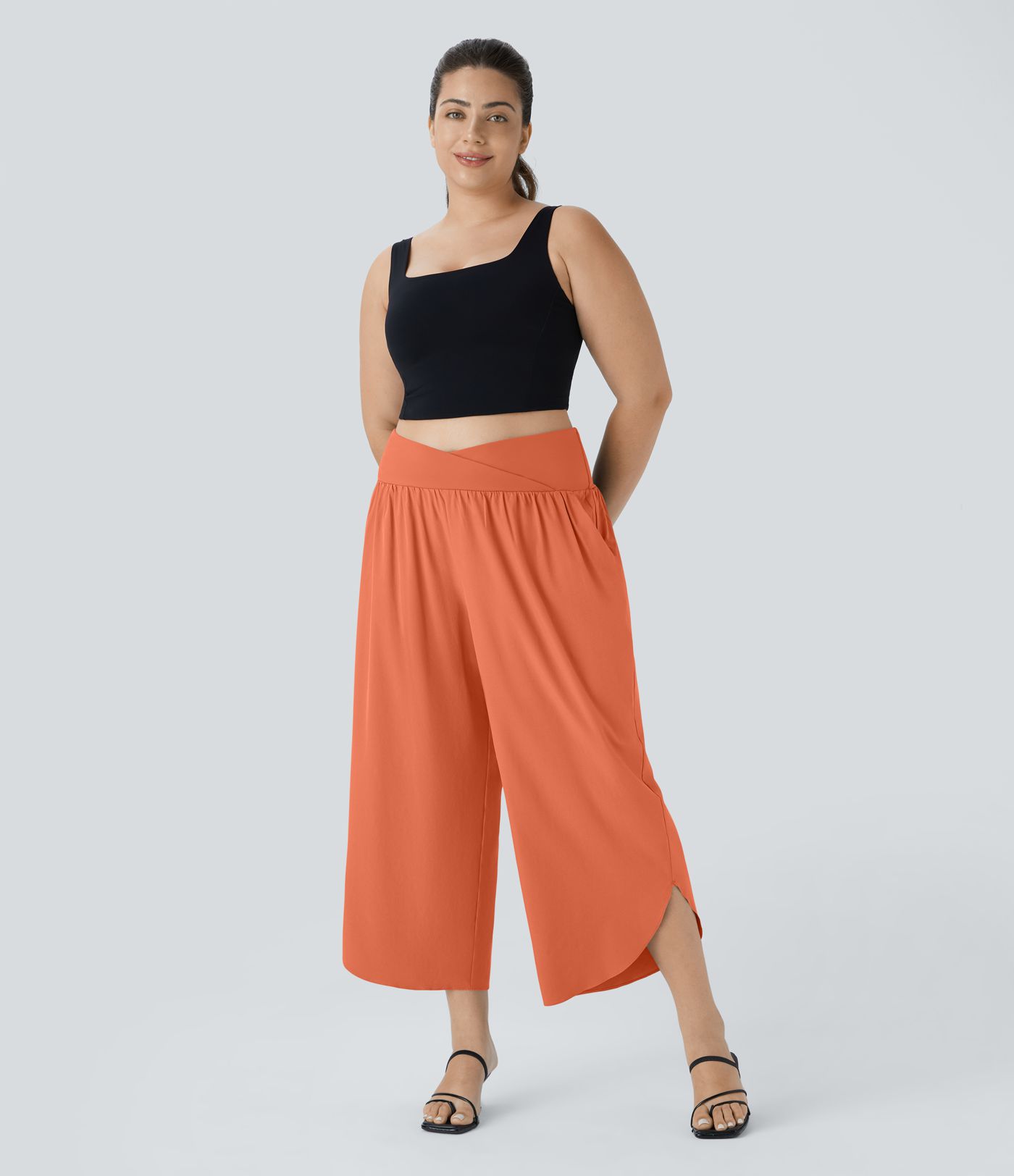 Breezeful™ High Waisted Crossover Pocket Quick Dry Plus Size Pants