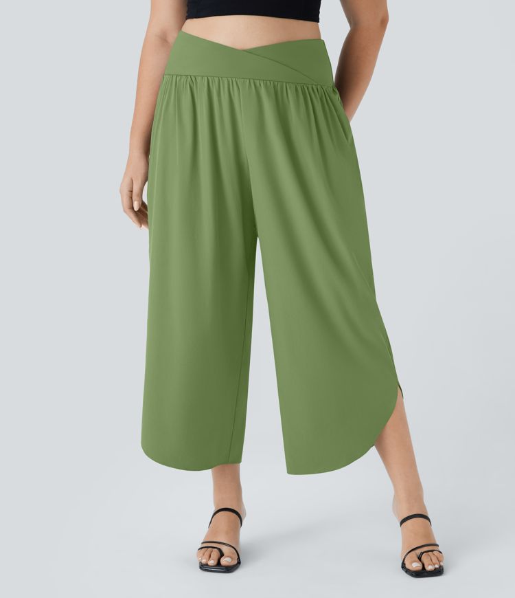 Breezeful™ High Waisted Crossover Pocket Quick Dry Plus Size Pants