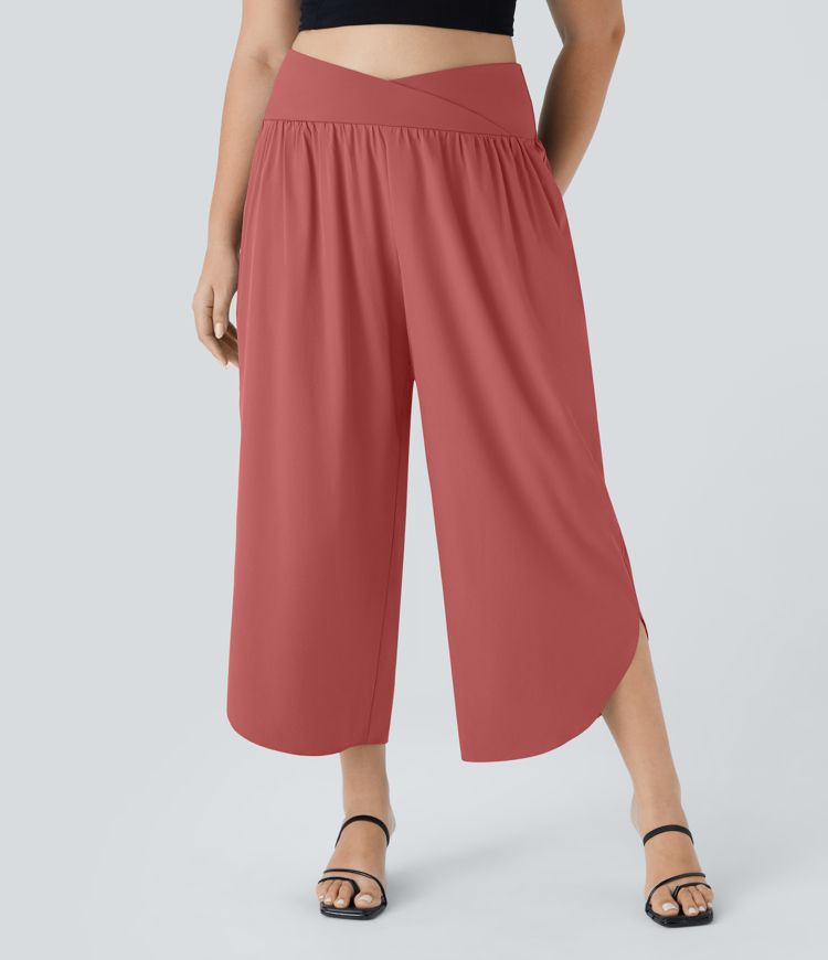 Breezeful™ High Waisted Crossover Pocket Quick Dry Plus Size Pants