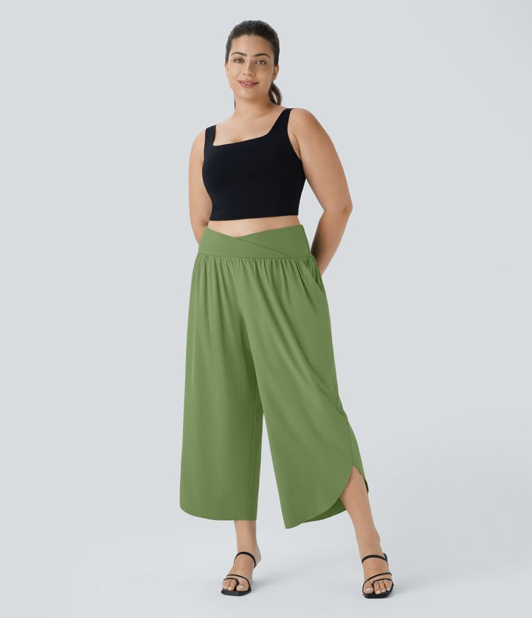Breezeful™ High Waisted Crossover Pocket Quick Dry Plus Size Pants