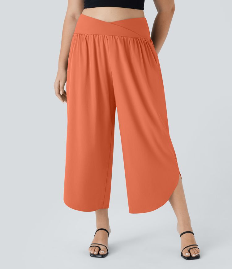 Breezeful™ High Waisted Crossover Pocket Quick Dry Plus Size Pants