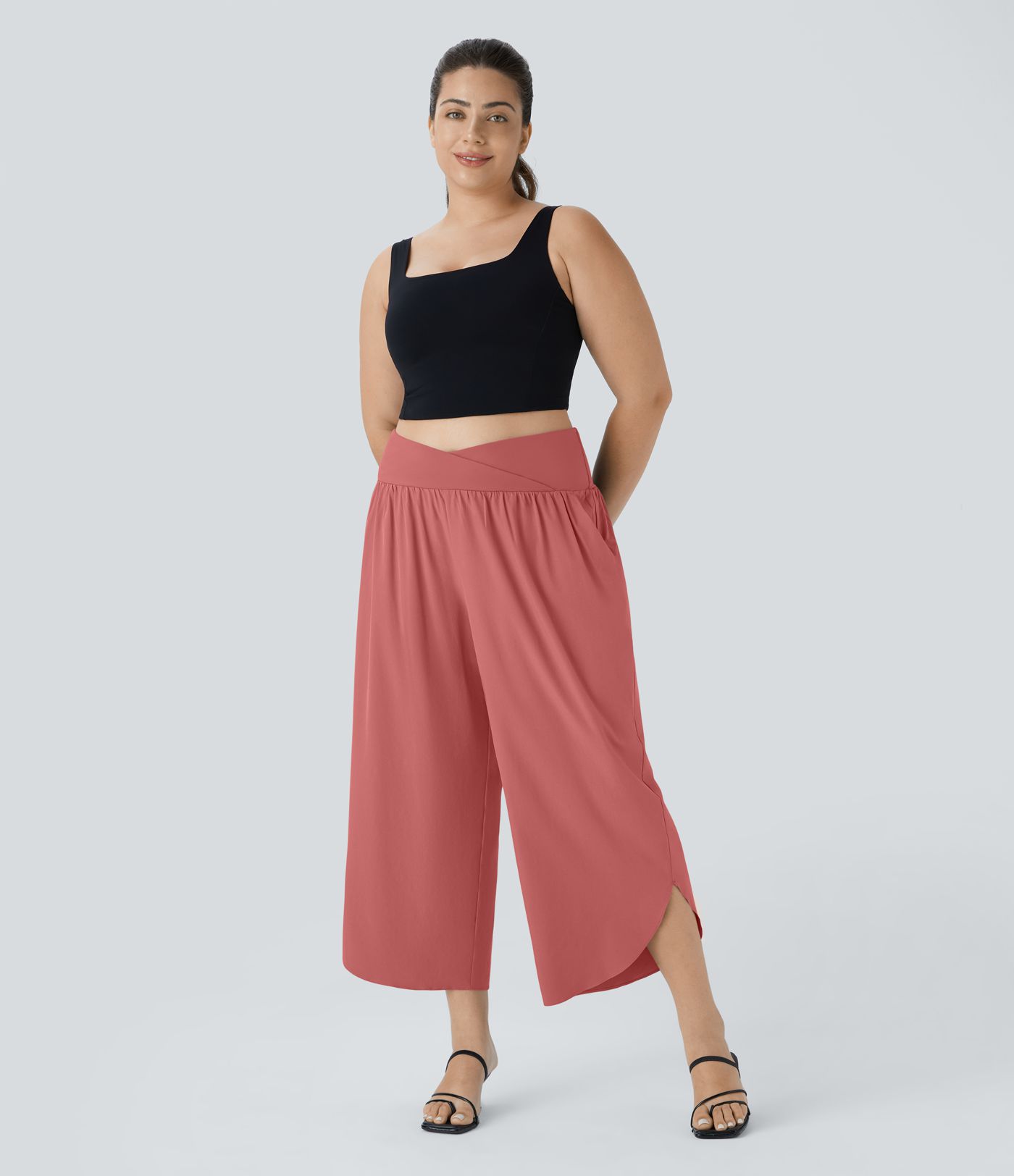 Breezeful™ High Waisted Crossover Pocket Quick Dry Plus Size Pants