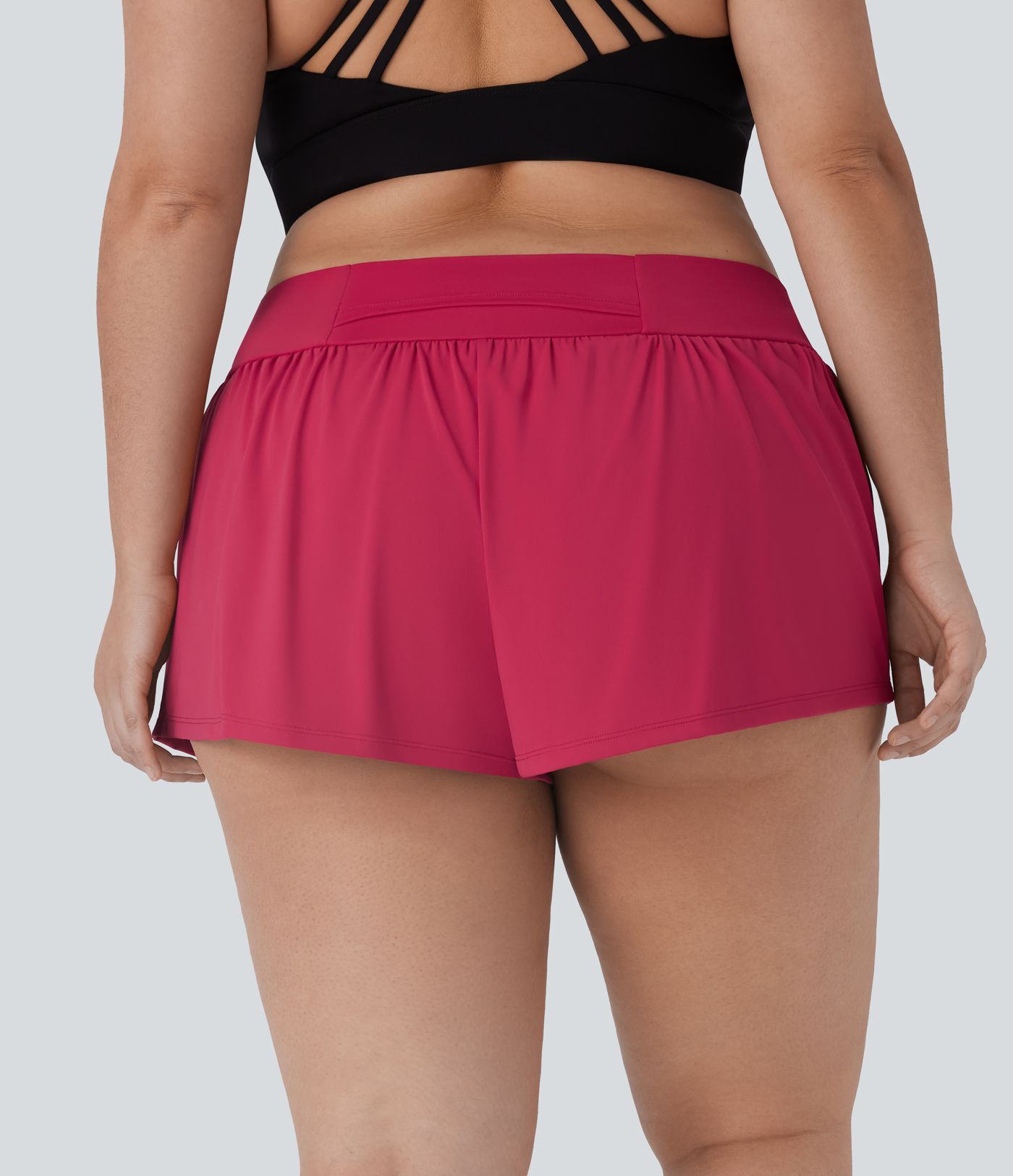 Plus Size SoftlyZero™ Airy Low Rise Inside Drawstring 2-in-1 Cool Touch Yoga Shorts with Pockets