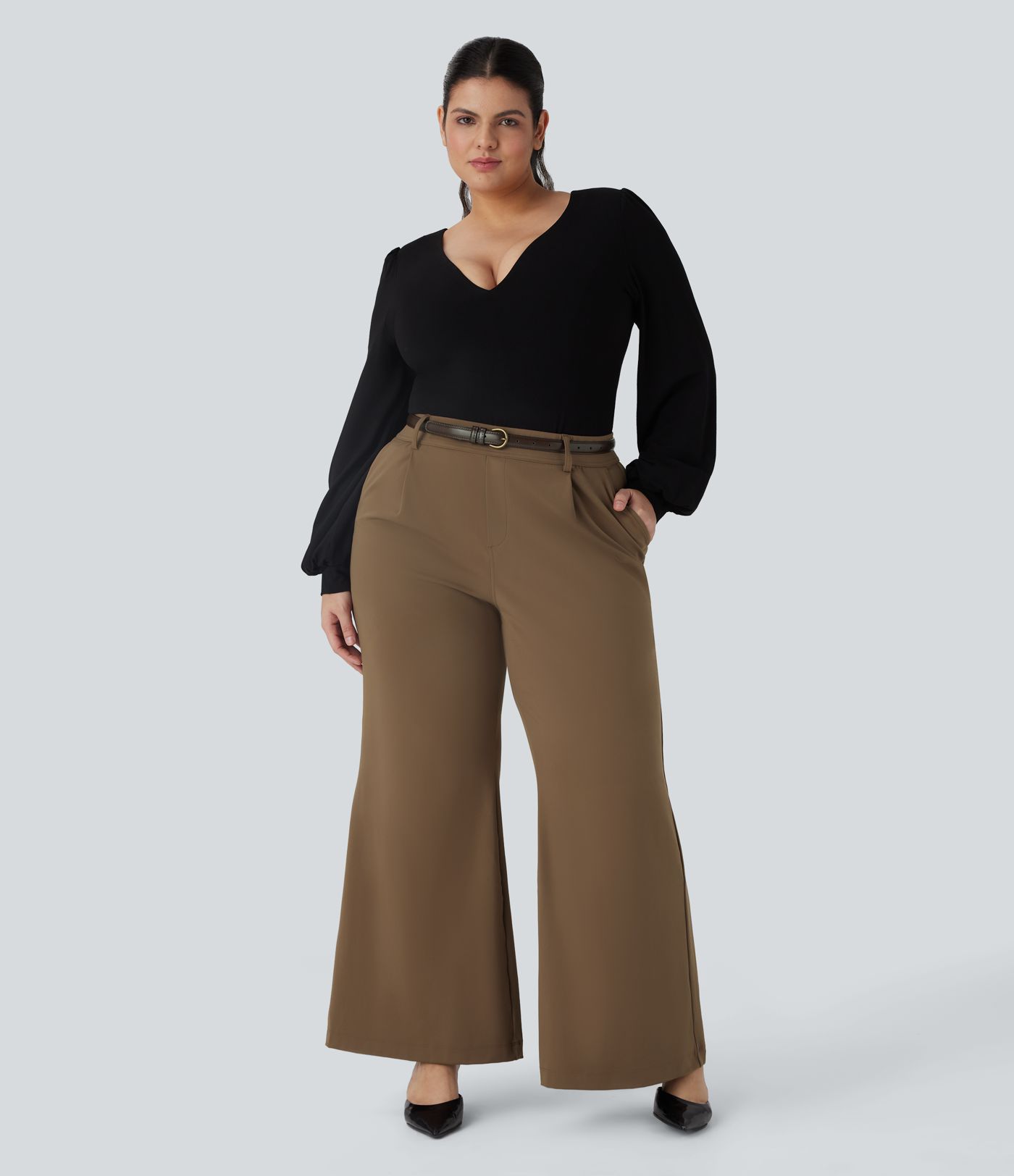 Halara Flex™ DayStretch High Waisted Work Plus Size Flare Pants with Pockets