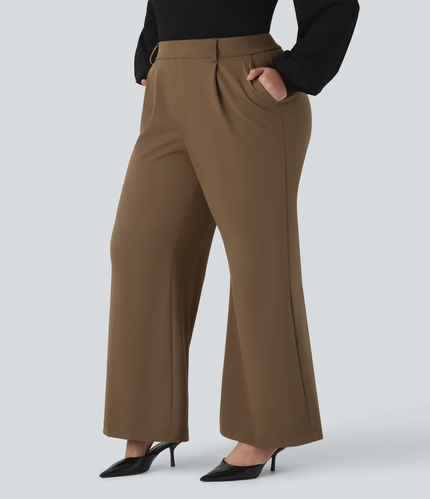 Halara Flex™ DayStretch High Waisted Work Plus Size Flare Pants with Pockets