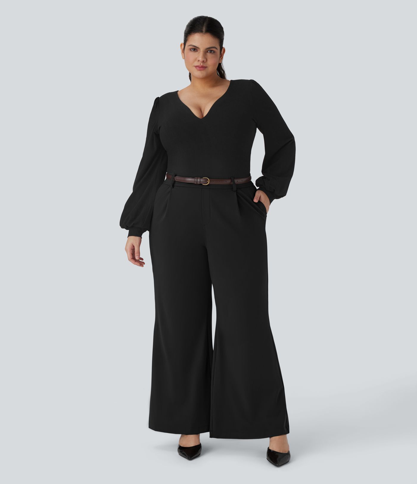 Halara Flex™ DayStretch High Waisted Work Plus Size Flare Trousers with Pockets