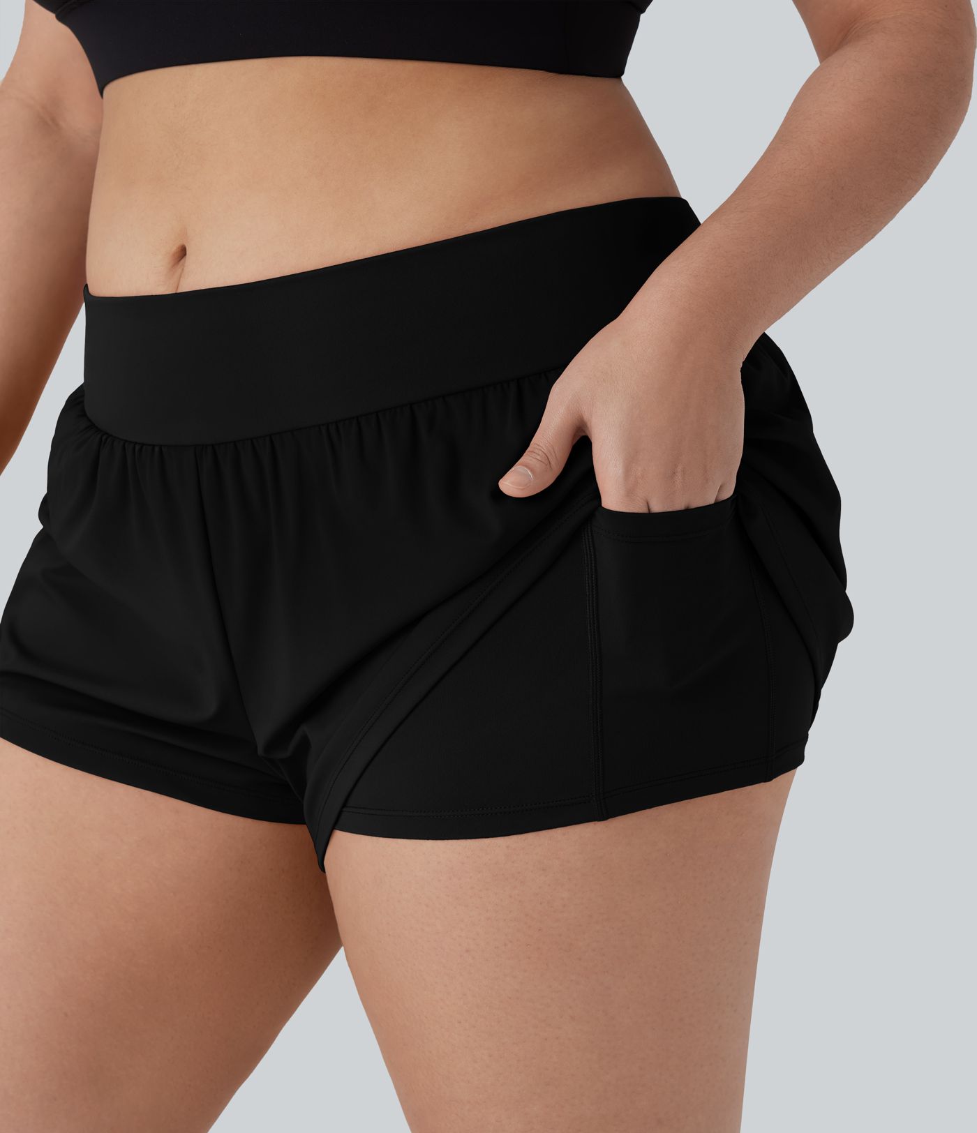 Shorts de yoga 2 en 1 Softlyzero™ Airy de tiro bajo con cordón interior con tacto fresco y bolsillos en talla grande Shorts de yoga 2 en 1 Softlyzero™ Airy de tiro bajo con cordón interior con tacto fresco y bolsillos en talla grande