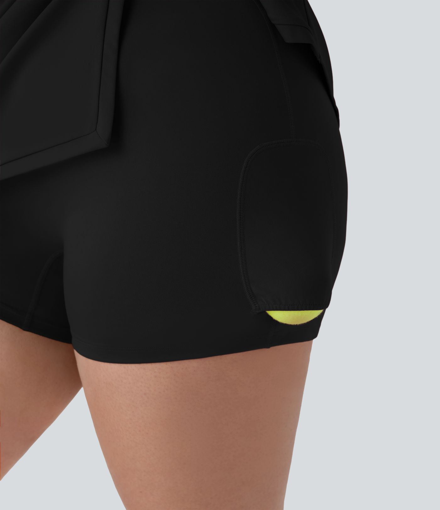 Half Zip Racerback 2-Piece Mini Tennis Active Plus Size Dress with Pocket