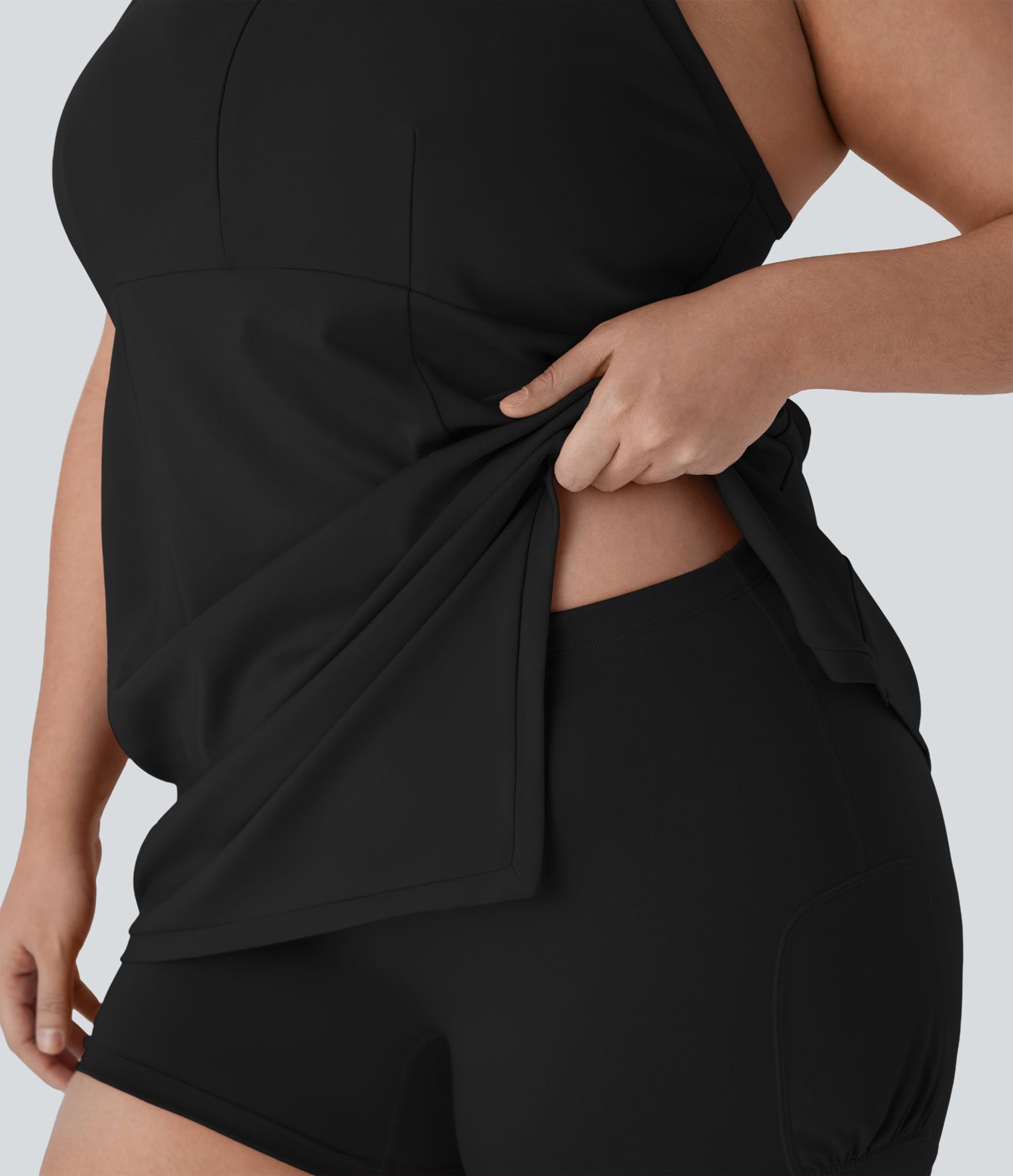 Half Zip Racerback 2-Piece Mini Tennis Active Plus Size Dress with Pocket