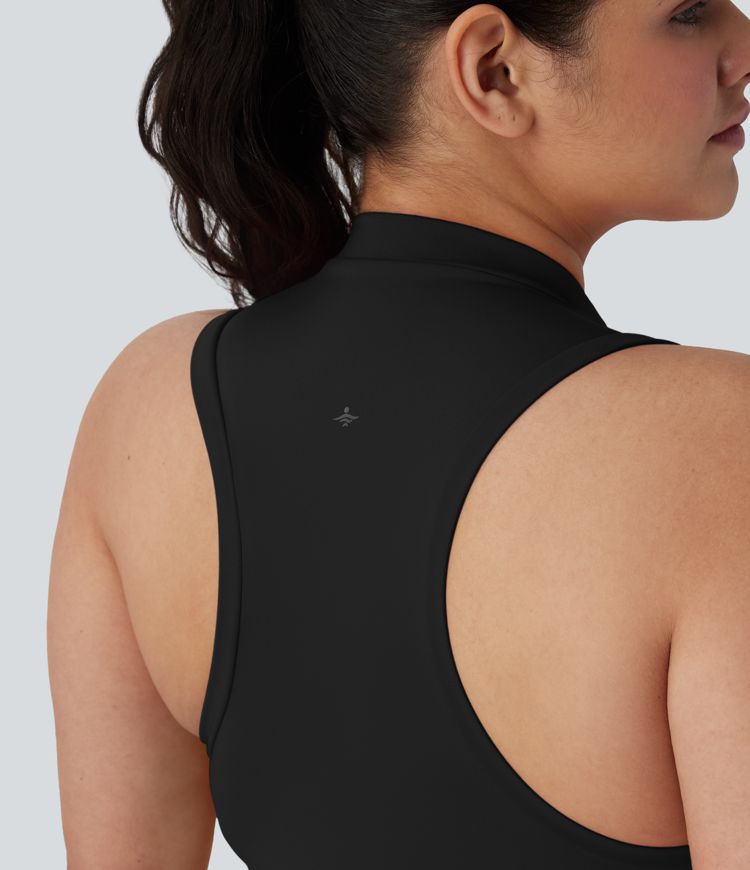 Half Zip Racerback 2-Piece Mini Tennis Active Plus Size Dress with Pocket