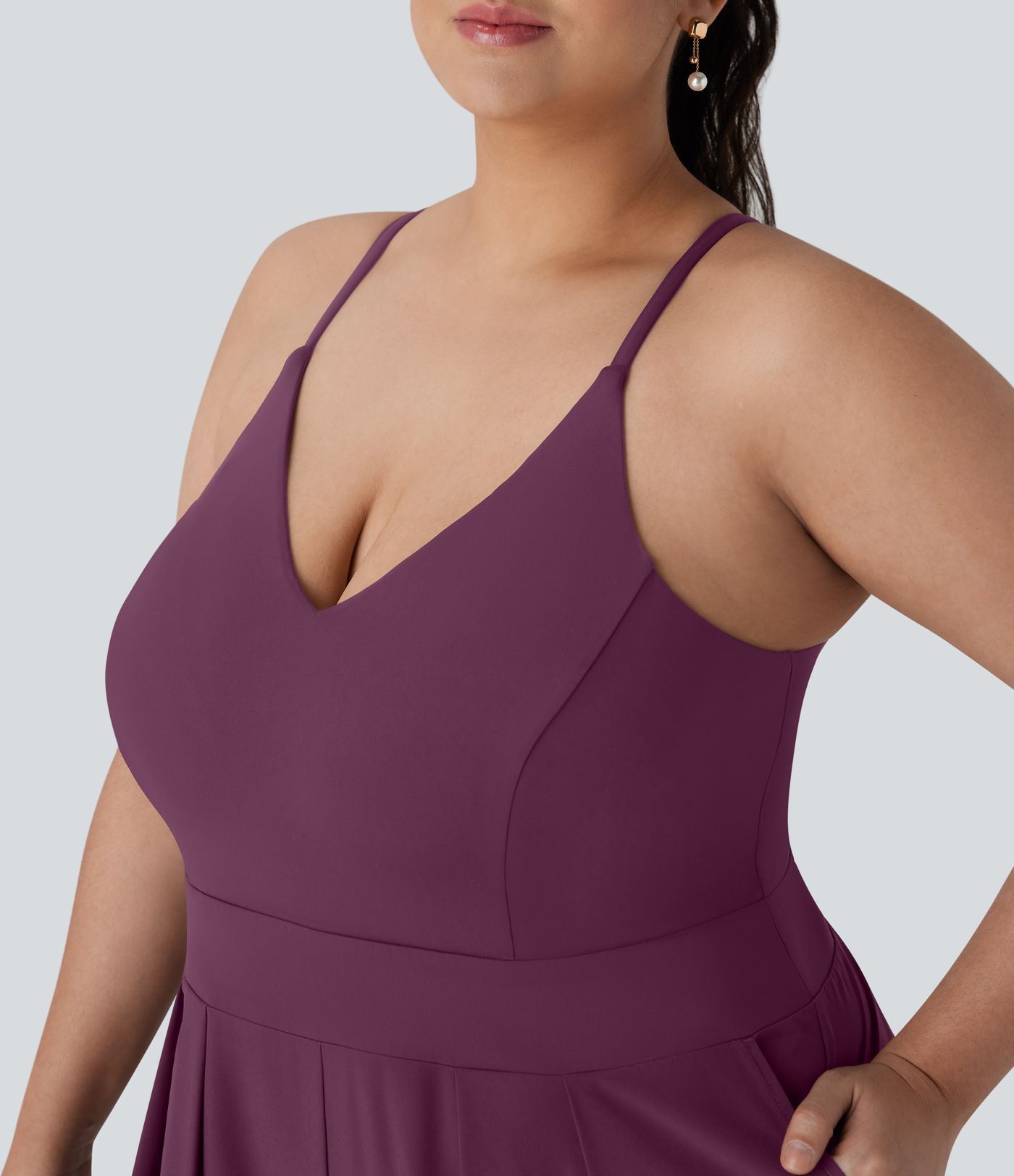 Breezeful™ combi-short dos nu avec fermeture éclair latérale invisible séchage rapide grande taille avec poche latérale