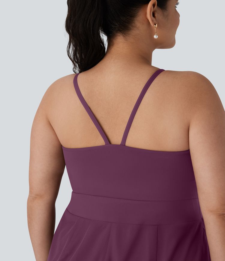 Breezeful™ Side Quick Dry Plus Size Slip Romper with Pocket