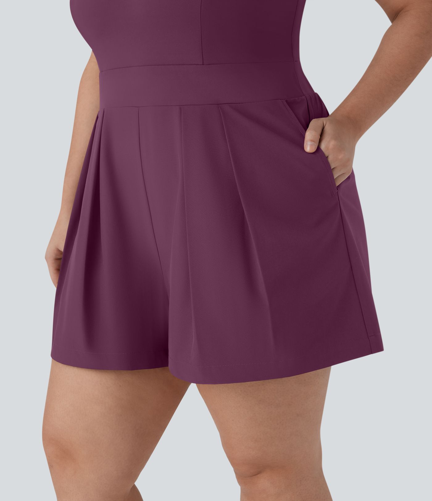 Breezeful™ combi-short dos nu avec fermeture éclair latérale invisible séchage rapide grande taille avec poche latérale